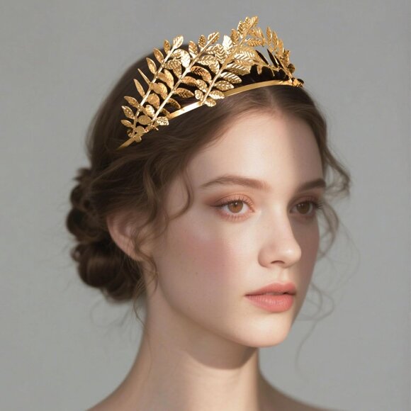 Gold Leaf Crown Laurel Wreath Headband Greek Roman Empress Costume Accessory - Picture 5 of 5